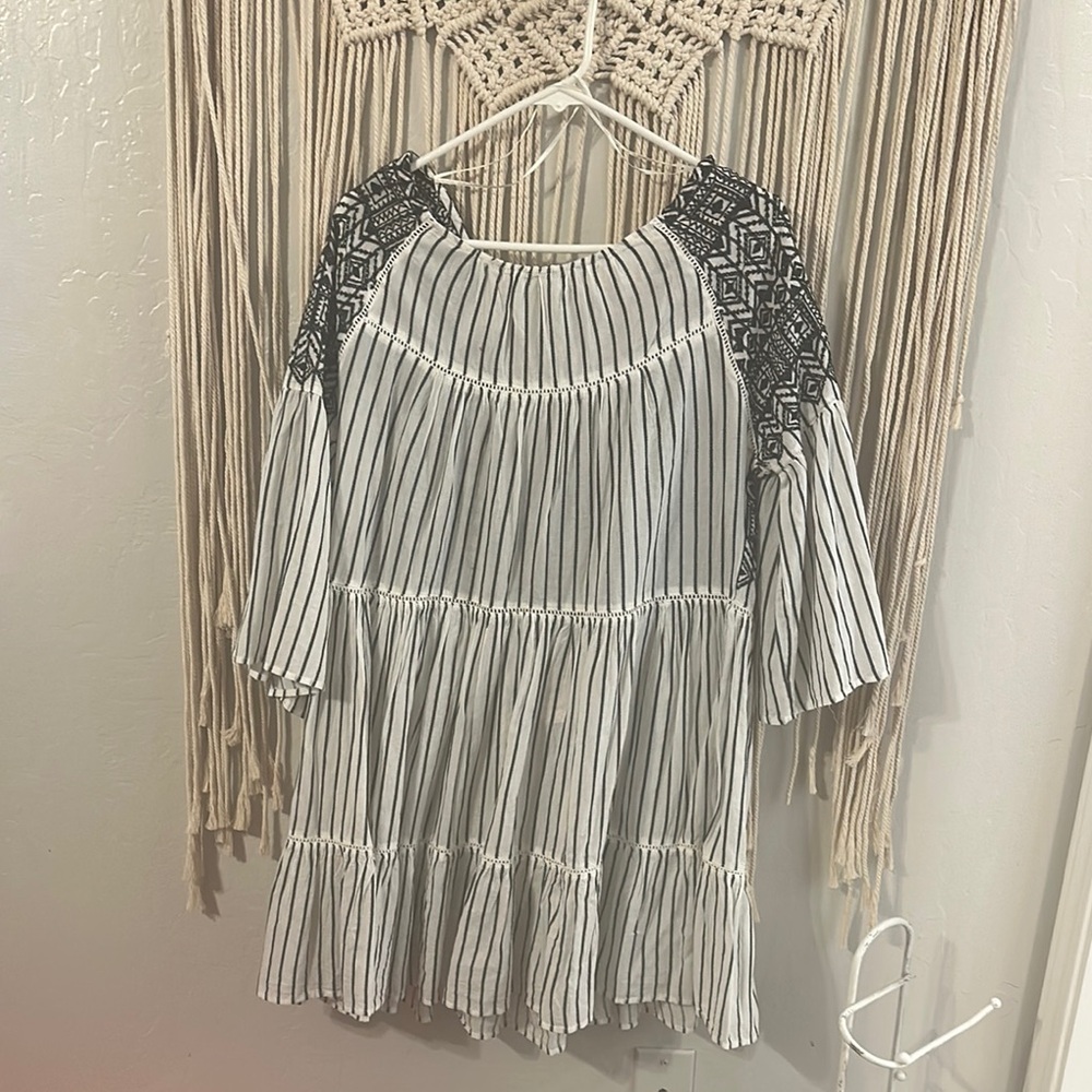 Free People Black and White Striped Mini Dress